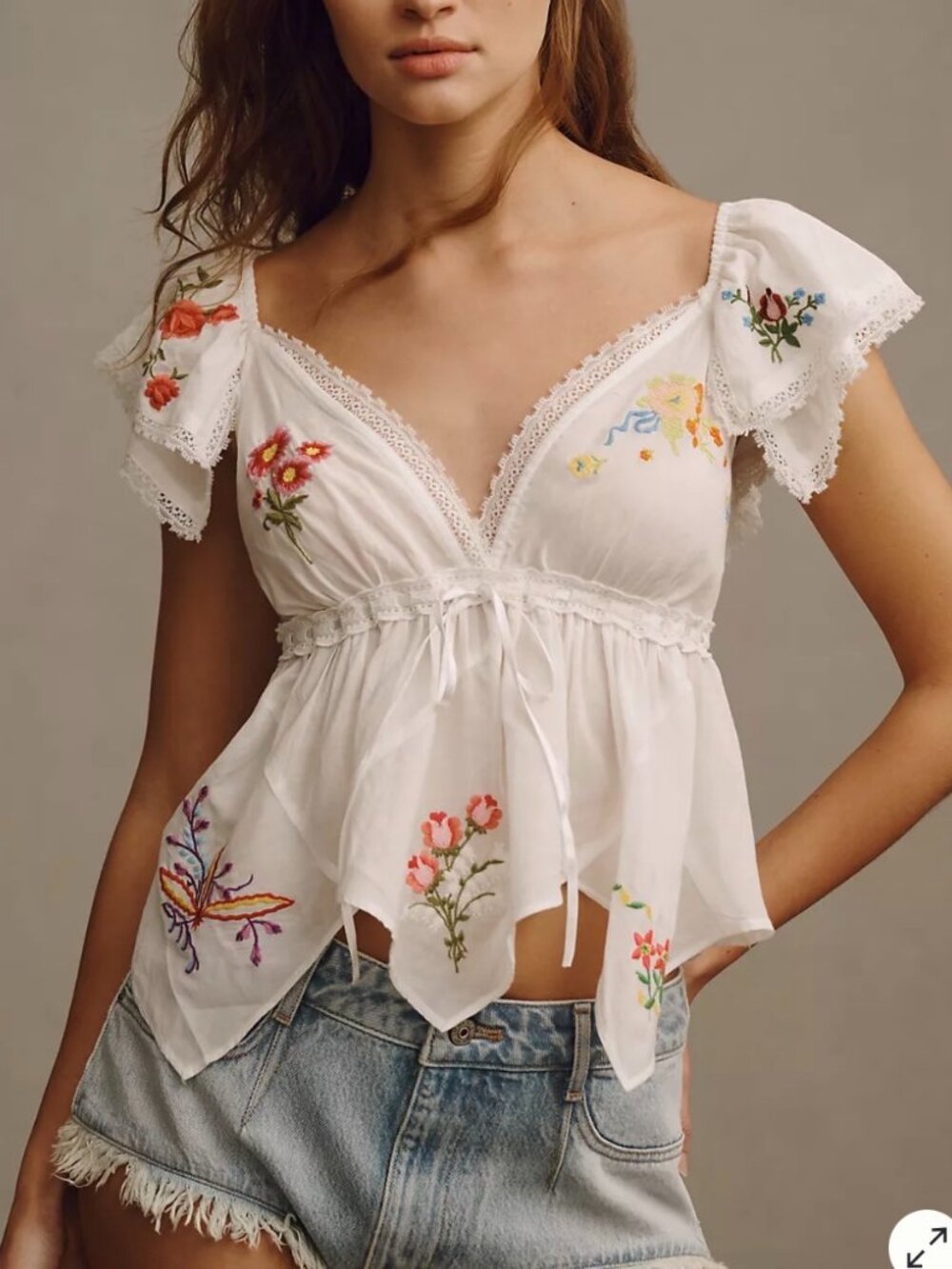 Anthropologie Patched Hanky Babydoll Top Size L